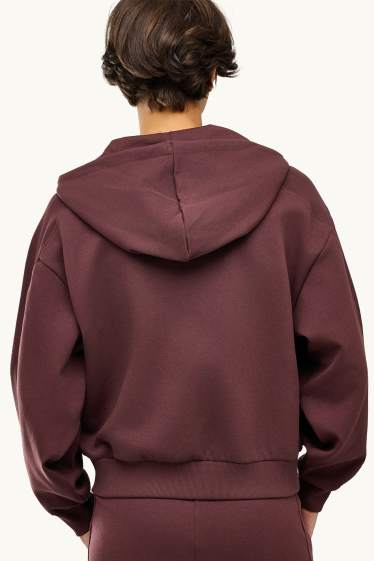 Damen - Sweatjacke mit Kapuze - bordeaux