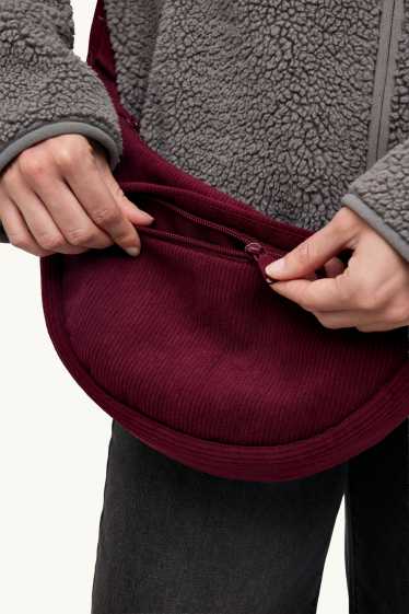 Femmes - Sac à bandoulière en velours côtelé - rouge foncé