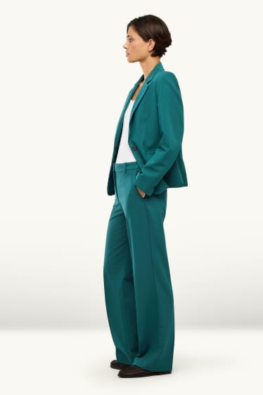 Dames - Business-broek - high waist - wide leg - petrol