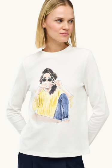 Dona - Samarreta de màniga llarga - regular fit - blanc
