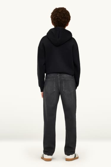 Kinder Buben - Straight Jeans - Thermojeans - extra-weiter Bund - schwarz