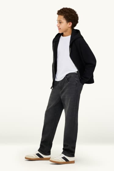 Kinder Buben - Straight Jeans - Thermojeans - extra-weiter Bund - schwarz