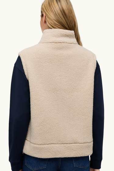 Dames - Gilet van teddybont - beige