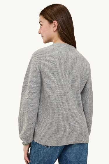 Kinder Mädchen - Pullover - grau-melange