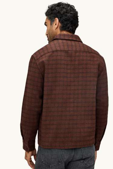 Uomo - Camicia - relaxed fit - collo all'italiana - a quadretti - marrone scuro
