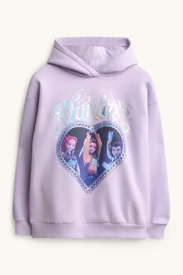 Kinder Mädchen - KPop Demon Hunters - Hoodie - Glanz-Effekt - flieder