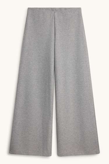 Damen - Feinstrick-Jogginghose - grau-melange