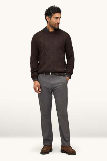 Herren - Chino mit Gürtel - Regular Fit - dunkelgrau