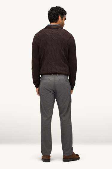 Herren - Chino mit Gürtel - Regular Fit - dunkelgrau