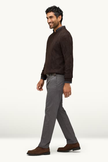Herren - Chino mit Gürtel - Regular Fit - dunkelgrau