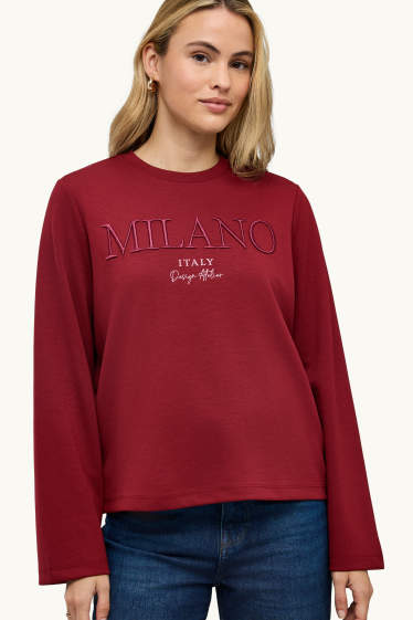 Donna - Felpa - rosso scuro