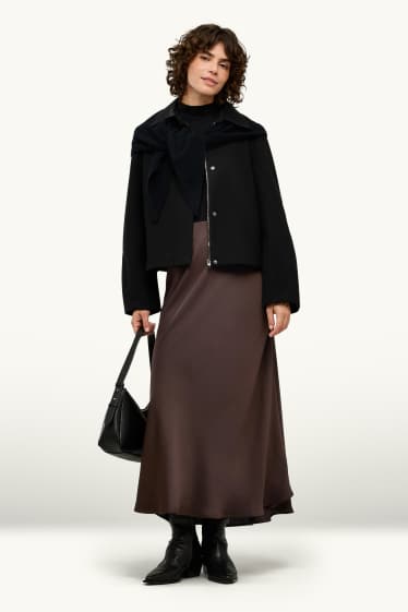 Femmes - Jupe en satin - marron foncé