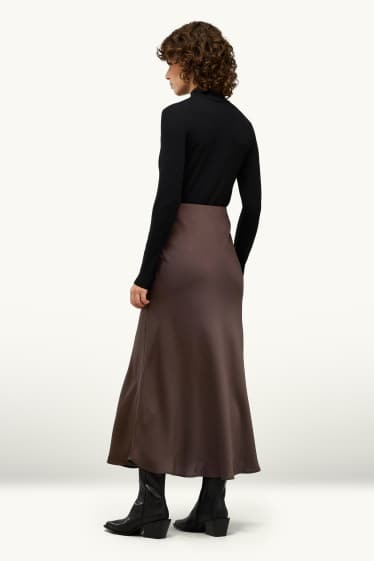 Femmes - Jupe en satin - marron foncé
