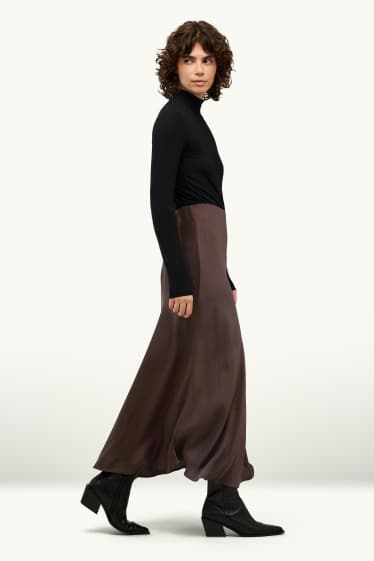 Femmes - Jupe en satin - marron foncé