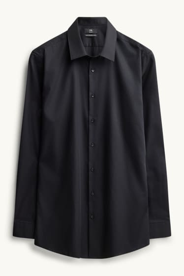 Herren - Businesshemd - Slim Fit - Kent - bügelleicht - schwarz