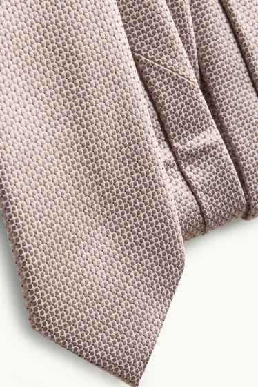 Heren - Kostuum met stropdas - regular fit - stretch - 4-delig - zandkleurig