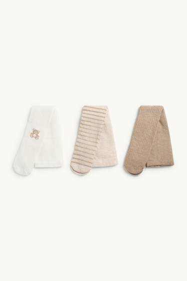 Bébés filles - Lot de 3 - teddy bear - collants chauds bébé - beige / marron