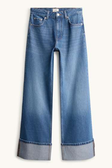 Damen - Wide Leg Jeans - Mid Waist - jeansblau