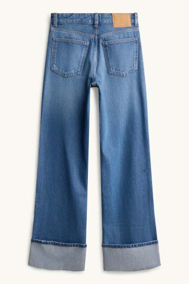 Damen - Wide Leg Jeans - Mid Waist - jeansblau