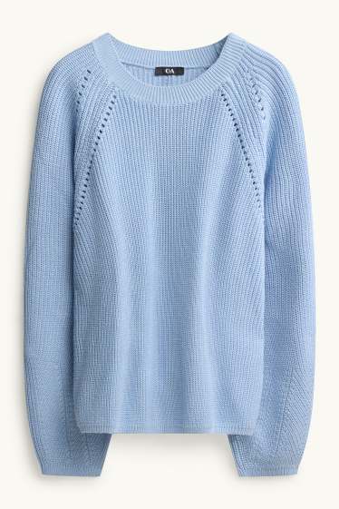 Femmes - Pull - finition côtelée - bleu clair