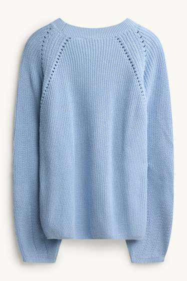 Femmes - Pull - finition côtelée - bleu clair