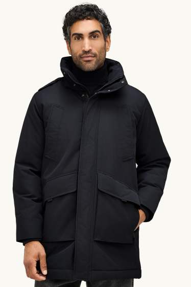 Men - Parka with hood - lined - black