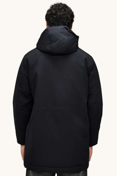 Men - Parka with hood - lined - black