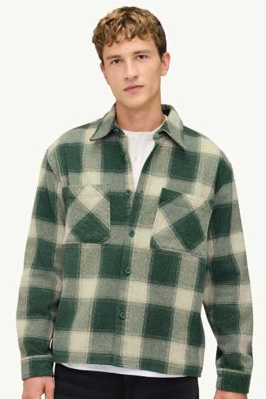 Hommes - Chemise - relaxed fit - col kent - à carreaux - vert