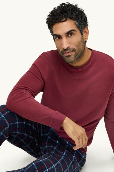Hommes - Pyjama en polaire - bordeaux