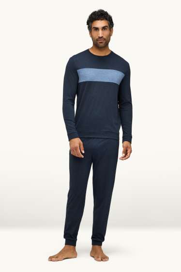 Herren - Pyjama - blau / dunkelblau