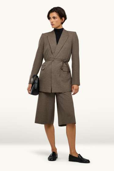 Dames - Business-bermuda - high waist - bruin