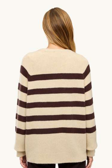 Donna - Maglione - righe - beige / marrone