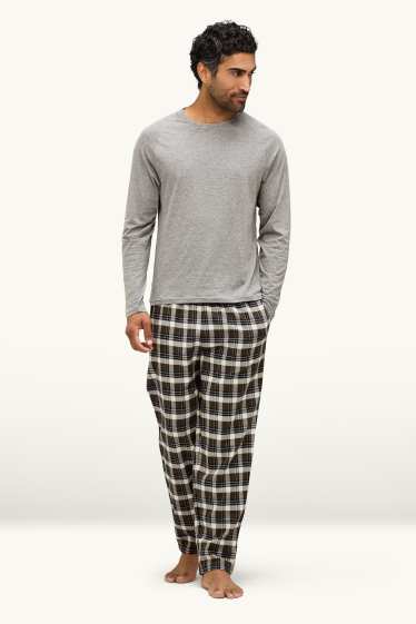 Hommes - Pyjama avec pantalon de flanelle - gris / bleu foncé