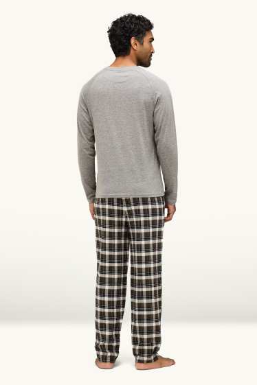 Hommes - Pyjama avec pantalon de flanelle - gris / bleu foncé