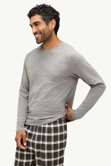 Hommes - Pyjama avec pantalon de flanelle - gris / bleu foncé