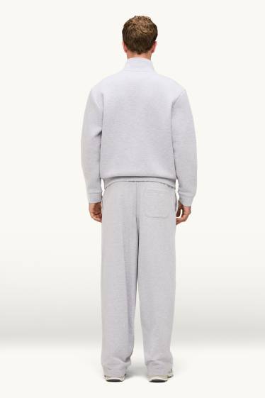 Pánské - Teplákové kalhoty - relaxed fit - světle šedá-žíhaná