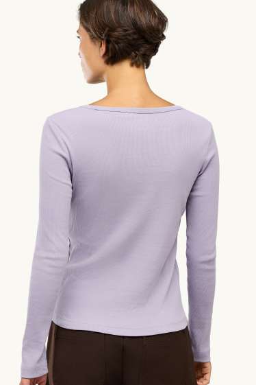 Donna - Maglia a maniche lunghe - slim fit - a coste - porpora