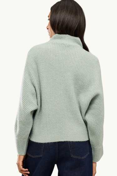 Damen - Strickpullover - gerippt - hellgrün