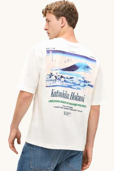 Herren - T-Shirt - Oversized - Katsushika Hokusai - weiß