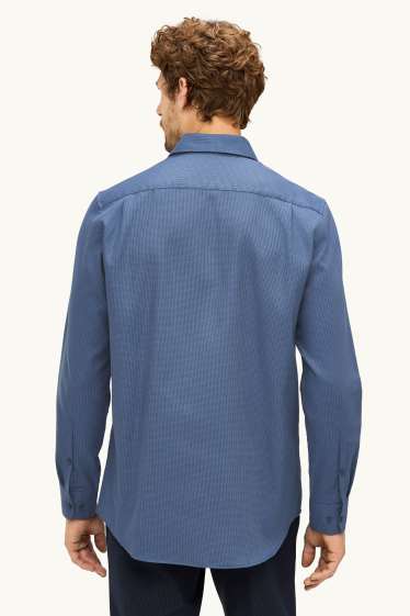 Heren - Business-overhemd - regular fit - kent - strijkvrij - met structuur - blauw