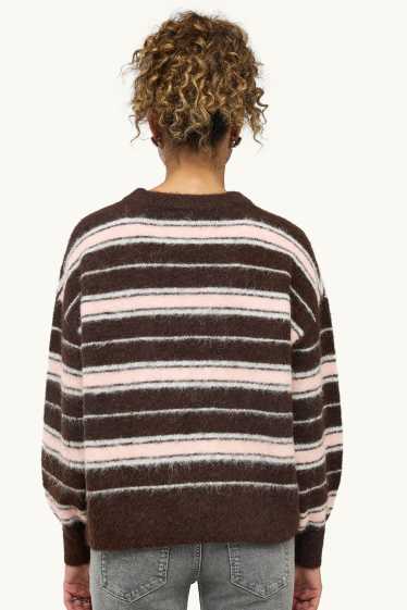 Femmes - Pull - à rayures - marron