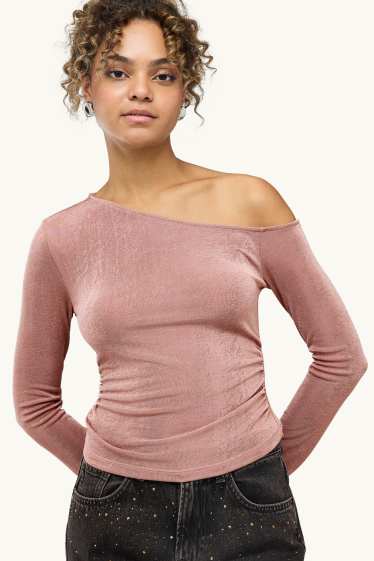 Damen - Langarmshirt - Slim Fit - zartrosa
