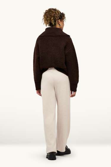Dona - Pantalons de xandall - acanalats - beix clar