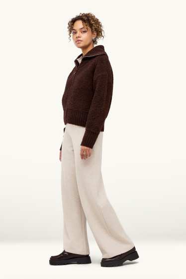 Dona - Pantalons de xandall - acanalats - beix clar