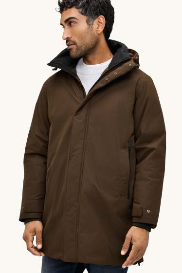 Home - Parca embuatada amb caputxa - folrada - impermeable - marró fosc