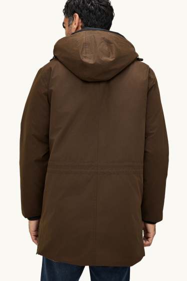 Home - Parca embuatada amb caputxa - folrada - impermeable - marró fosc