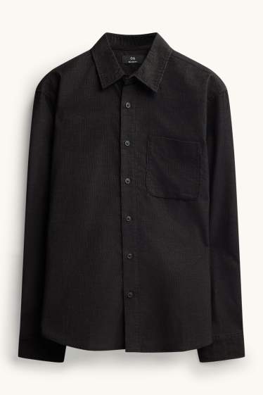 Hommes - Chemise en velours côtelé - relaxed fit - col kent - noir