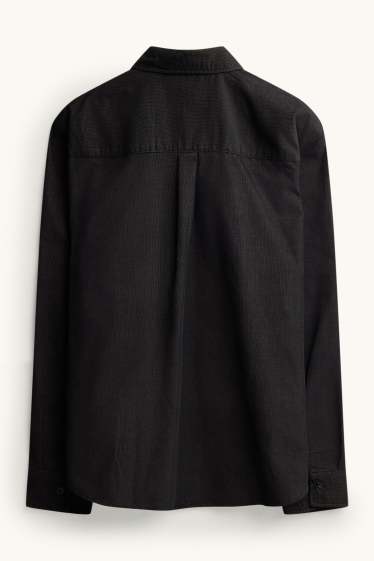 Hommes - Chemise en velours côtelé - relaxed fit - col kent - noir