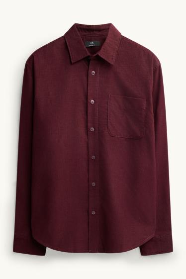 Uomo - Giacca camicia di velluto a coste - relaxed fit - collo all'italiana - bordeaux