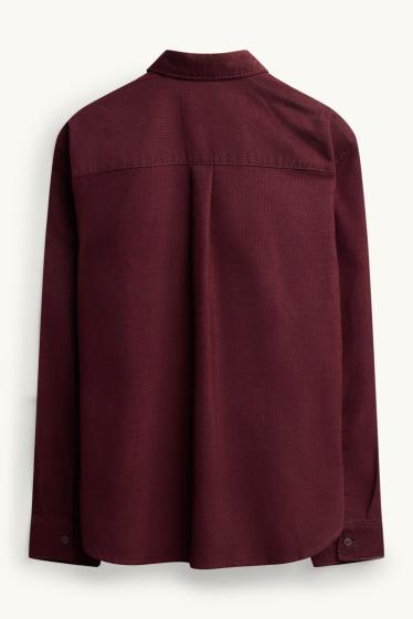 Uomo - Giacca camicia di velluto a coste - relaxed fit - collo all'italiana - bordeaux